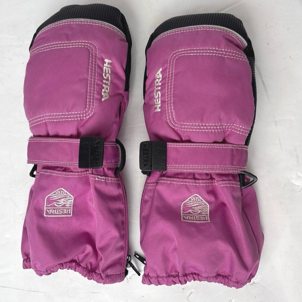 Hestra Primaloft Youth Zip Up Pink Ski Snow Mittens Size 5
